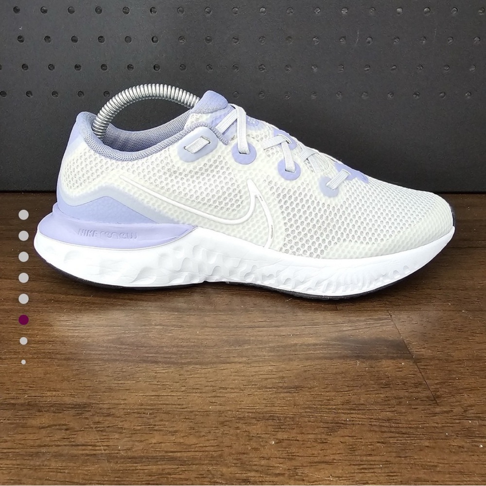 Nike White and Purple Sneakers with Sleek Design